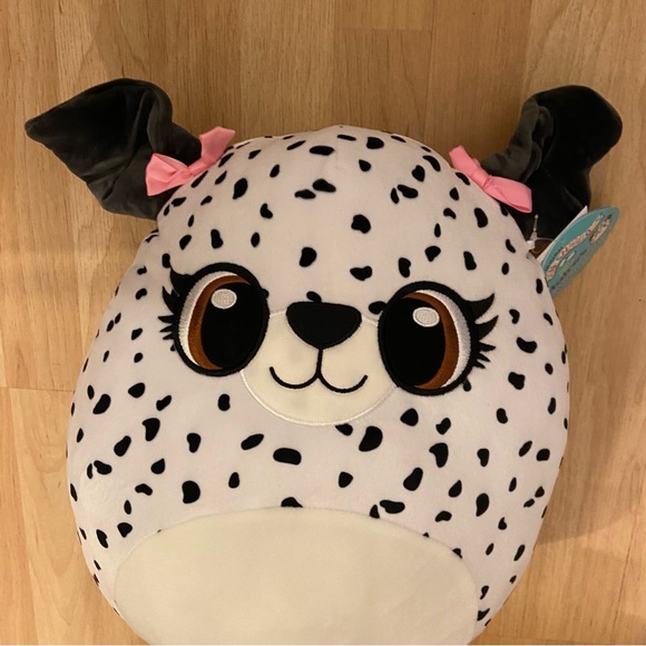 NWT Squishmallow Dixie Dalmatian Dog w/ Pink Bow 12" Club Exclusive KellyToy - Picture 2 of 6